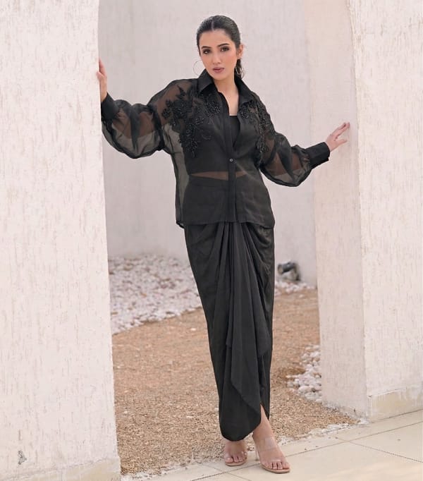 Floris Shirt With Pleated Skirt Set — RUCHIKA MALLIKA LABEL