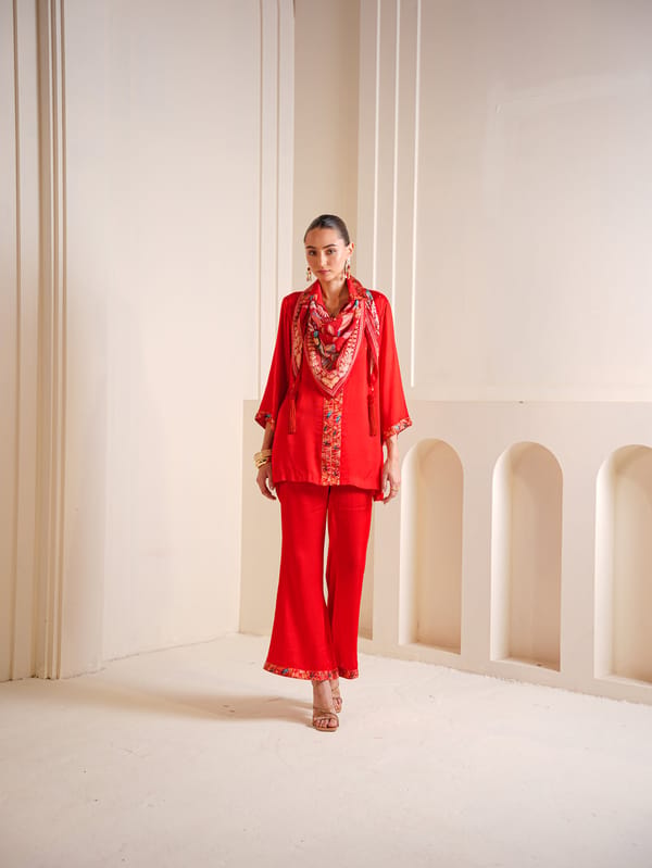 Zohal Shirt With Scarf Pant Set — Sakshi G Chawla