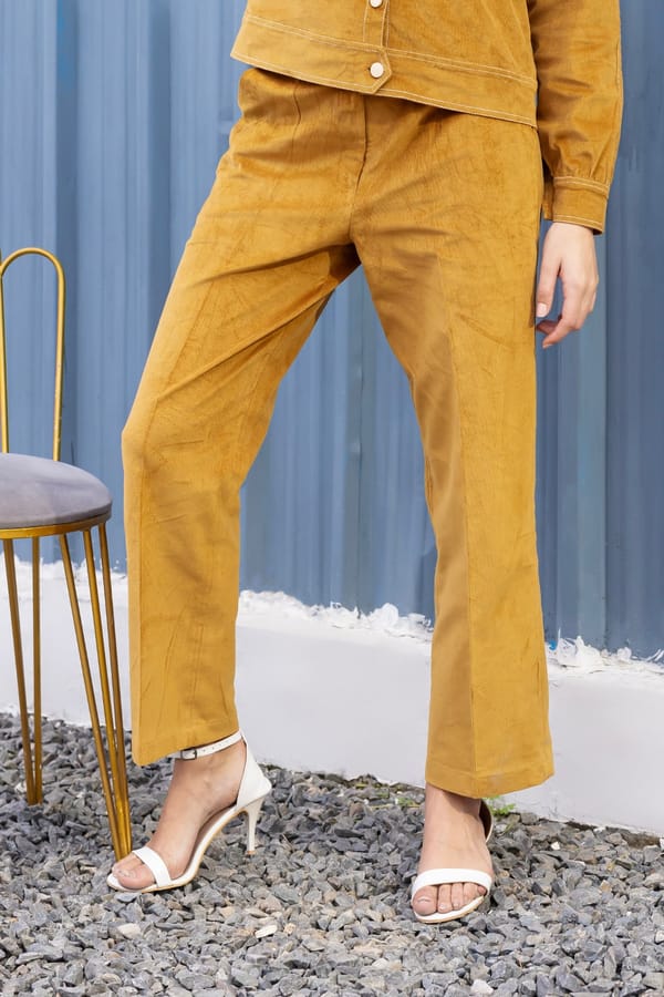 Mustard Charm Corduroy Trousers — Julo