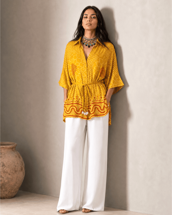 Mixology Bandhej Kimono Shirt — Mayura Kumar