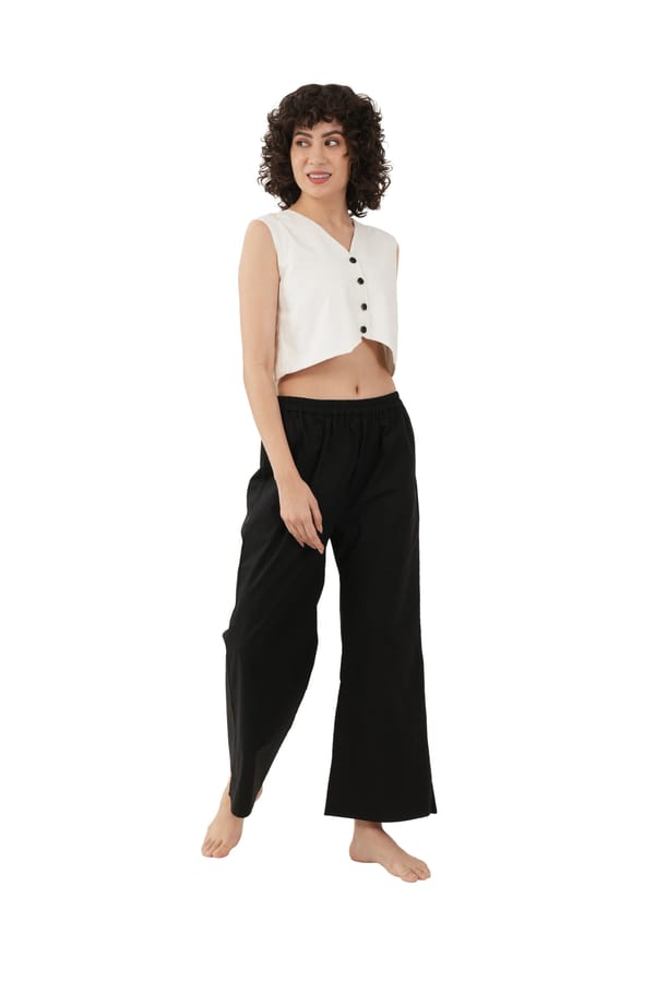 Lilen V-Neck Top With Black Bottom — Khat