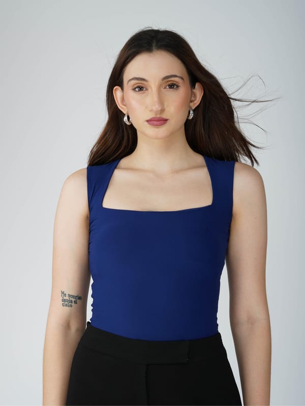 Blue Square Neck Bodysuit - Echo Bodysuit (Navy) — Select Staples
