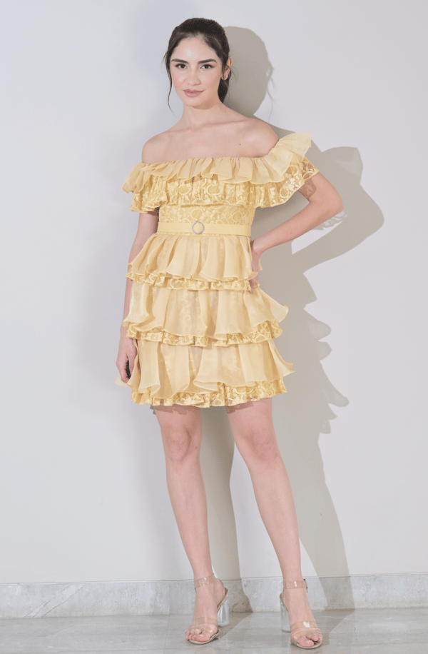 Lemon Meringue Frill Dress — OMBRELLO