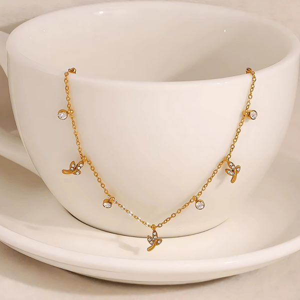 Leaf and Flower Diamond Choker Necklace, Tulip — Inaya Accessories