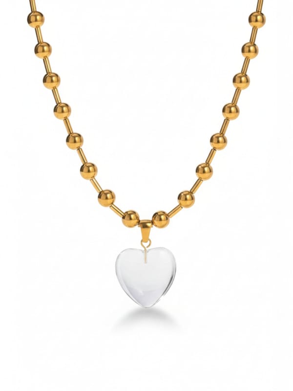Transparent Glass Heart Pendant Necklace — Cao Jewellery