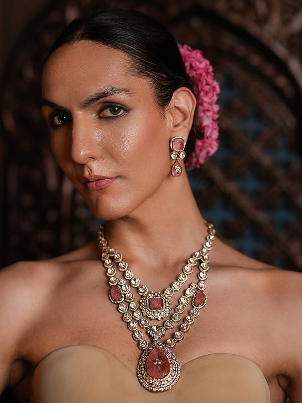 Baby Pink Premium Kundan Necklace — Cao Jewellery