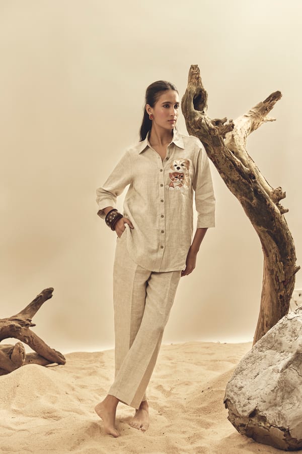 Beige Linen Straight-Leg Trousers — Linen Bloom