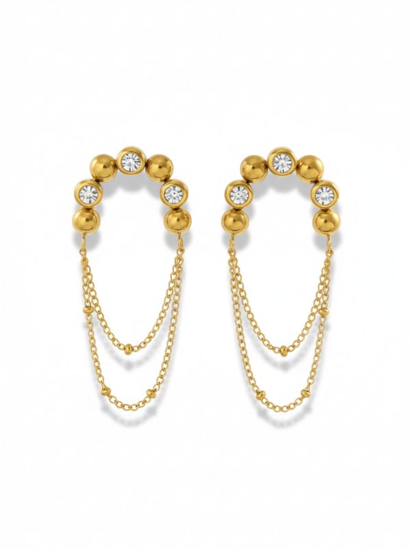 Delicate Chain CZ Hoops — Cao Jewellery