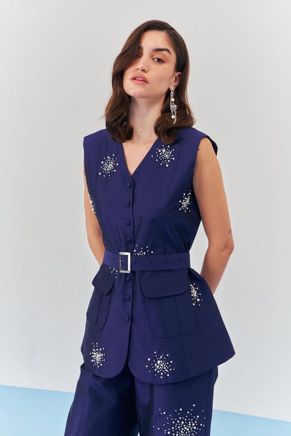 Sapphire Sparkle Vest — HOUSE OF HEATHER