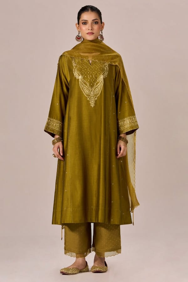 Golden Brown Festive Kurta Set — Ganga Fashions Pvt Ltd