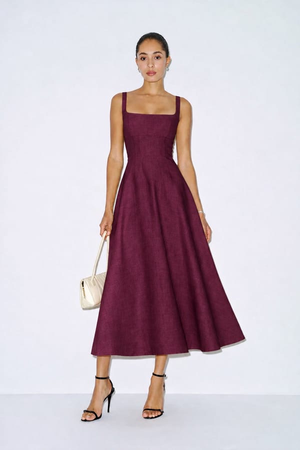 Merlot Linen dress — MOMENT BOMBAY