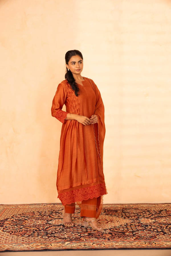 Rust Gulposh Suit Set — Gulabik