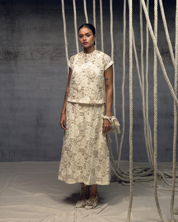 Paisley Lace Embroidered Skirt — Kritika Murarka