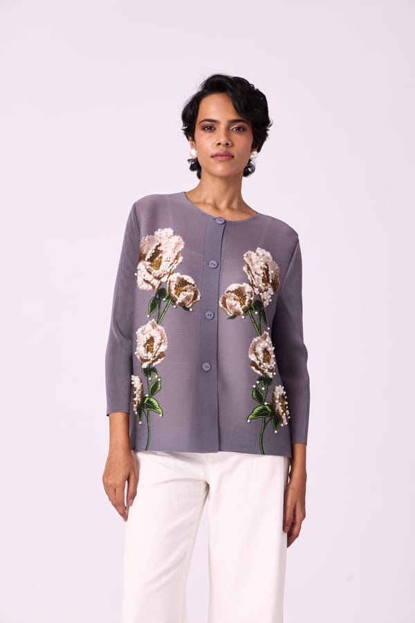 Aliz Floral Shirt — Scarlet Sage