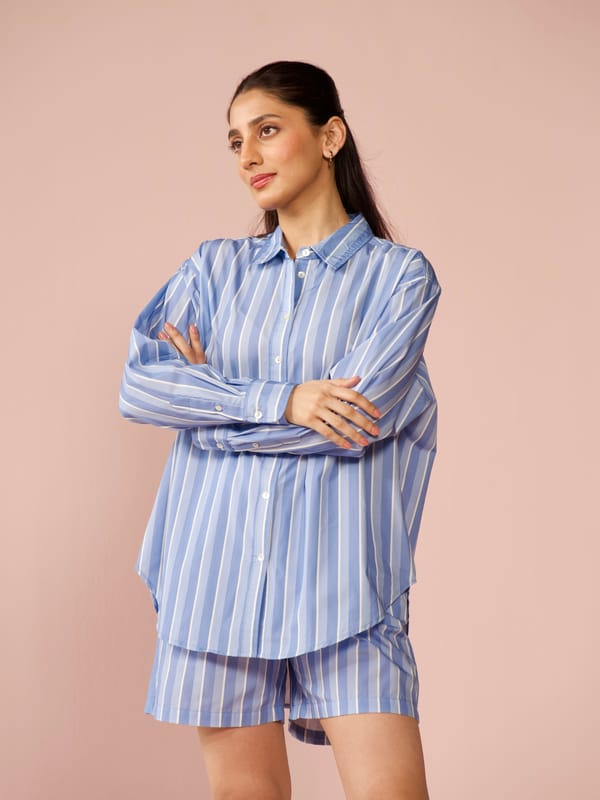 Gelato Poplin Striped Co-ord Set with Shorts — Cosset Clothing