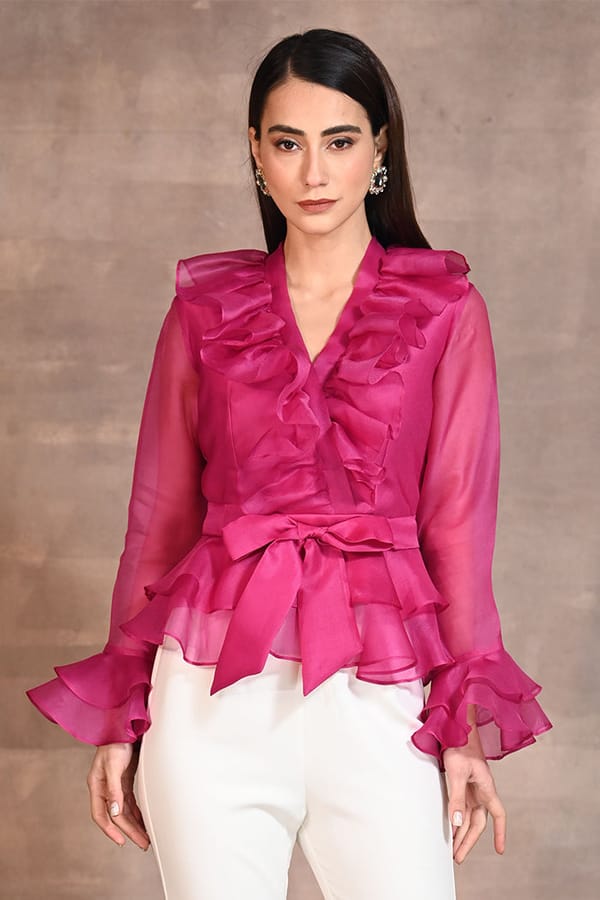 Magenta Pink Ruffle Top — OMBRELLO