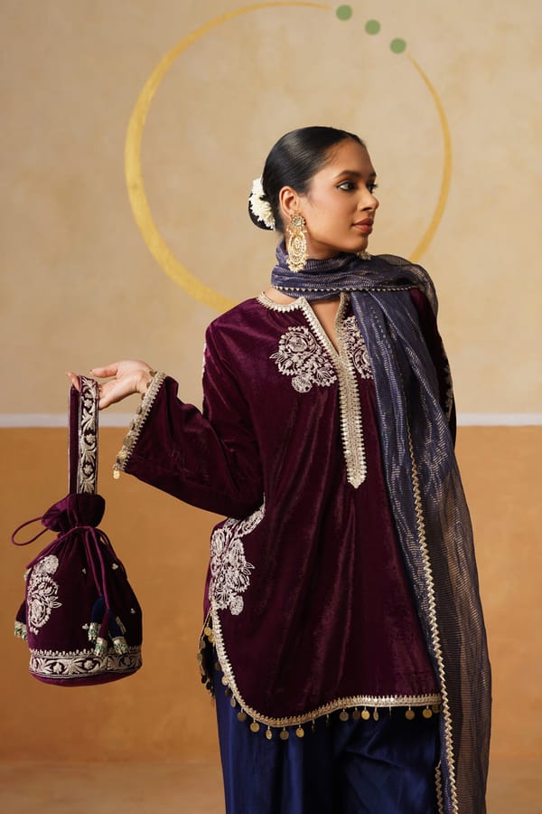 Wine Tahira Kurta Set — Chakkraa