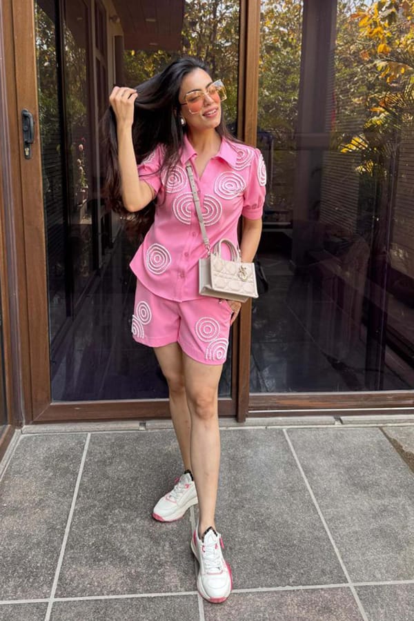 Pink Beaded Shirt and Shorts Co-ord Set — Younglings