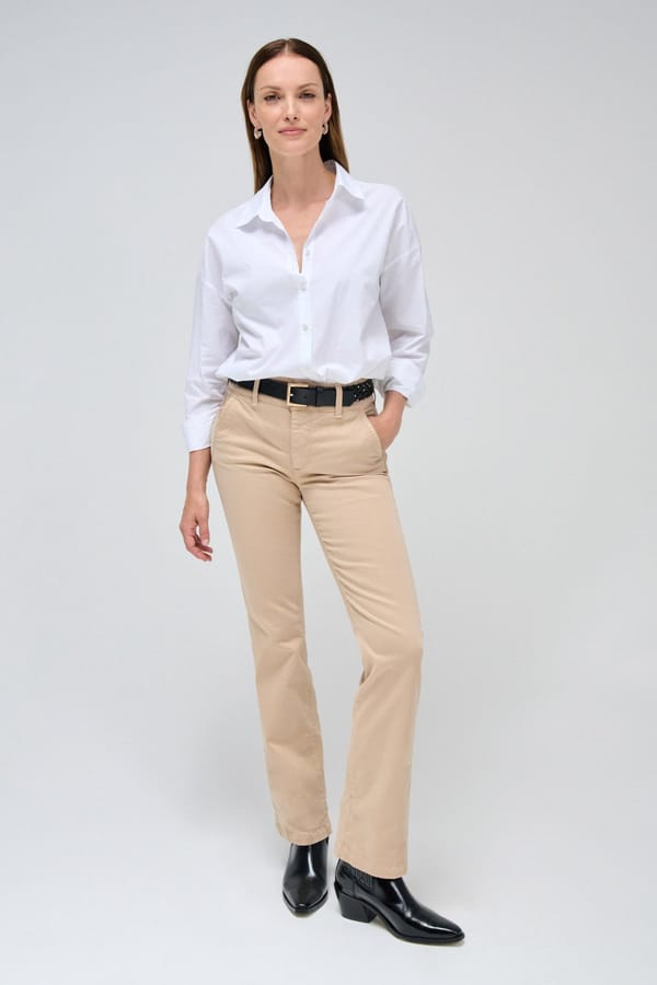 Dark Beige Mid-Rise Straight-Leg Chino Jeans — SALSA JEANS