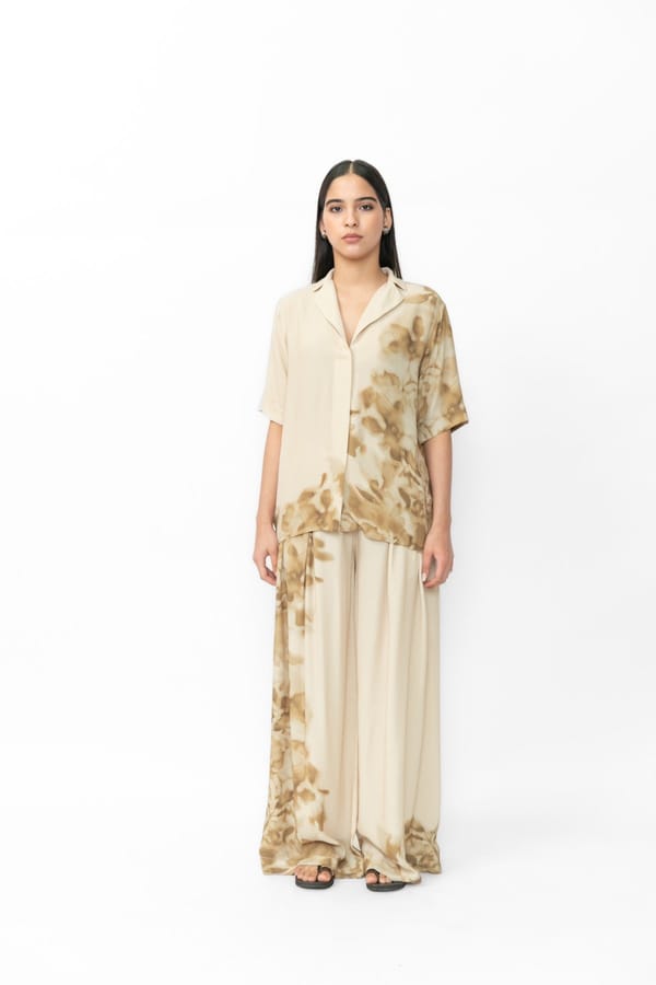 Botanical Printed Shirt and Wide-Leg Trousers Co-ord Set — Contemponari