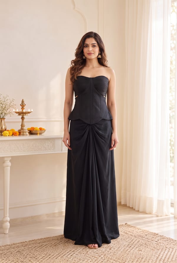 Aanya Crepe Corset Skirt Set — RASIYA