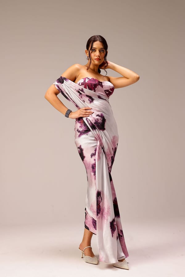 Mila Draped Saree Paired With Hand Embellished Blouse — STUDIO SURBHI