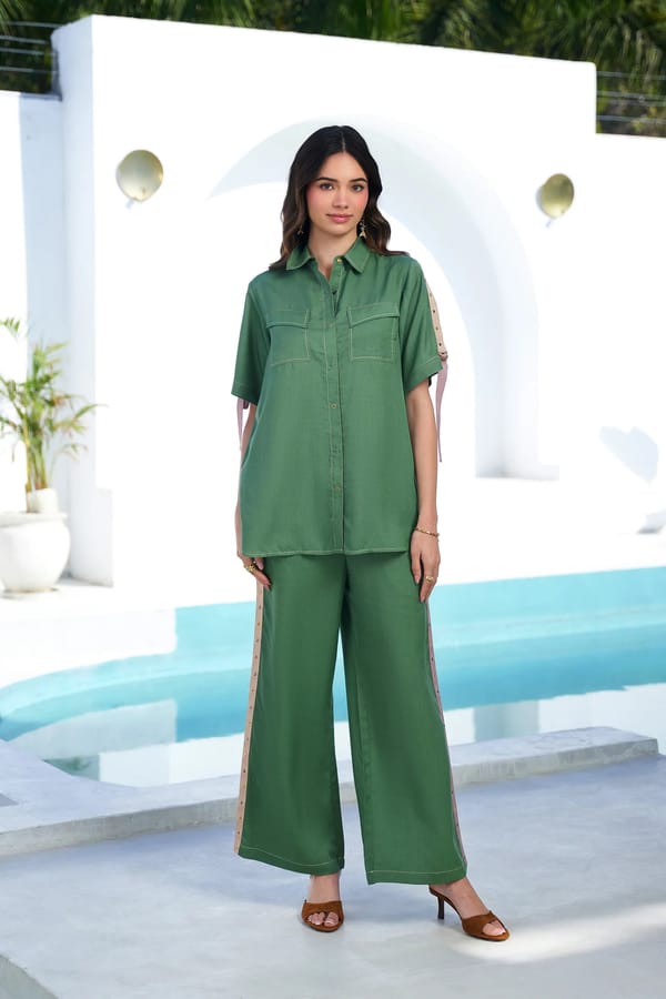 Olive Button-Front Collared Midi Shirt Dress — STITCH STORIES
