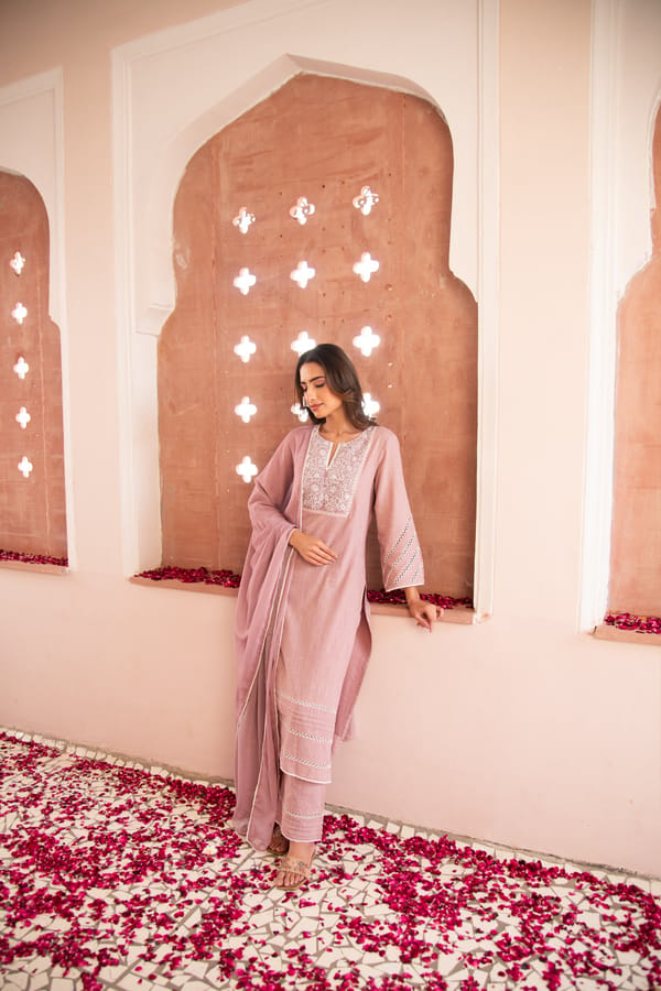 Mauve Inayat Kurta Set — Seher Jaipur