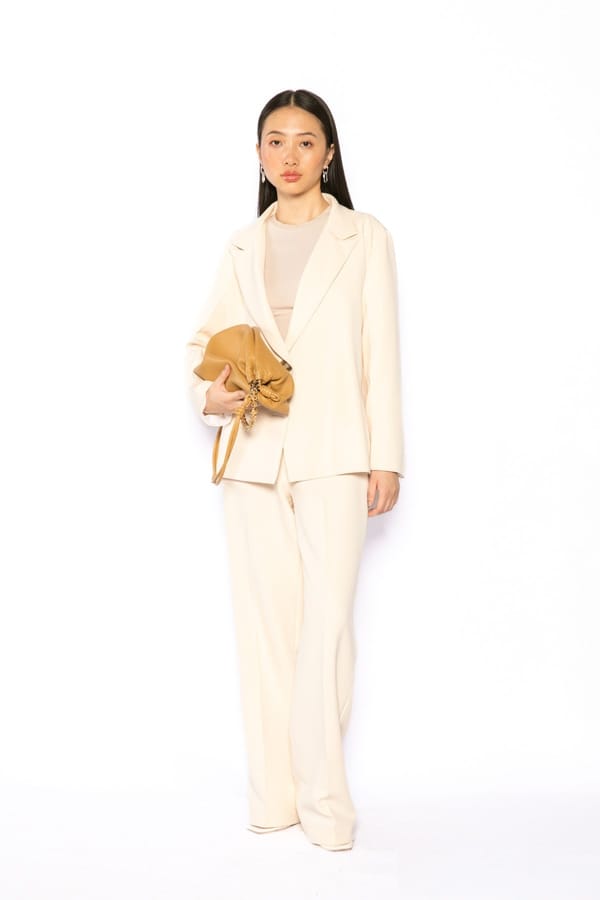 Cream Boxy Tailored Single-Button Blazer — Contemponari