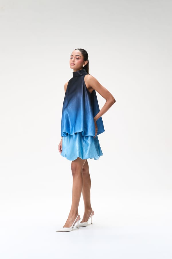 Blue Ombre Mini Bubble Skirt — Tara & I