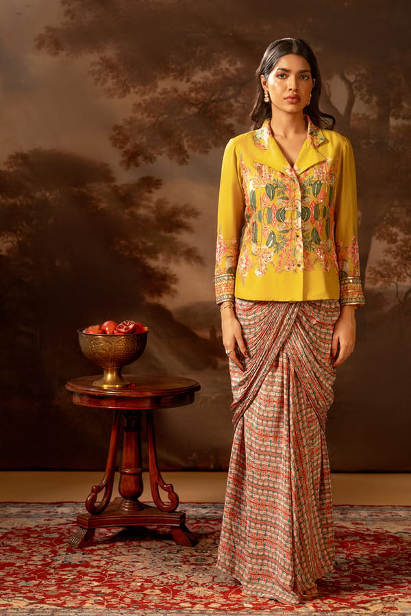 Tamaya Embellishment Drape Saree Jacket Set — SOUP by Sougat Paul