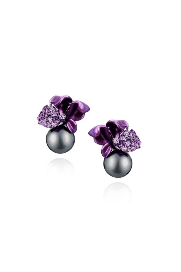 Purple Nocturnal Fleur Stud Earrings — Miss Jo