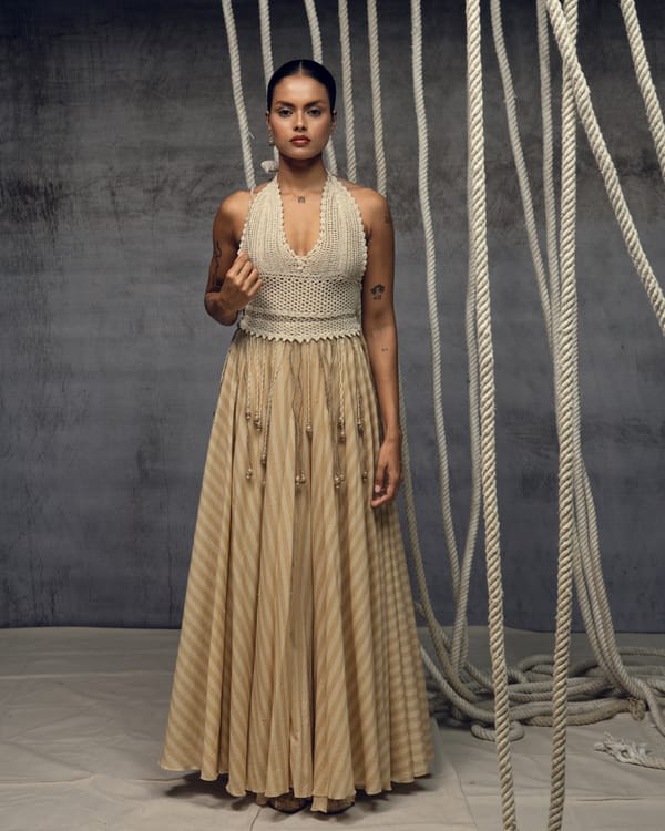 Crochet Bralette Striped Maxi — Kritika Murarka