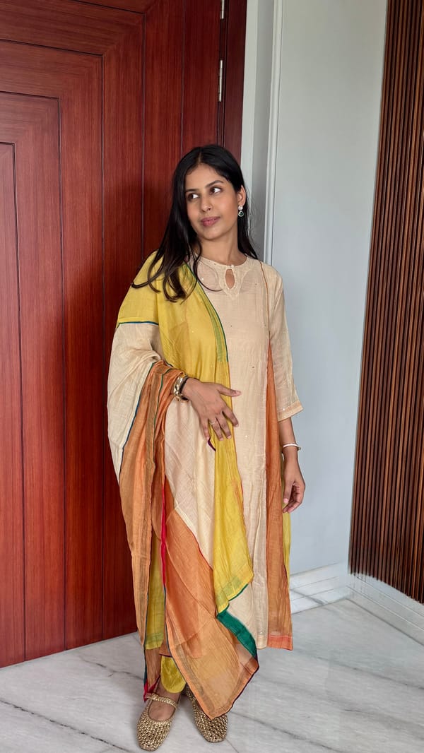 Colour Blocked Sunset Kurta Set — HAPPI SPACE