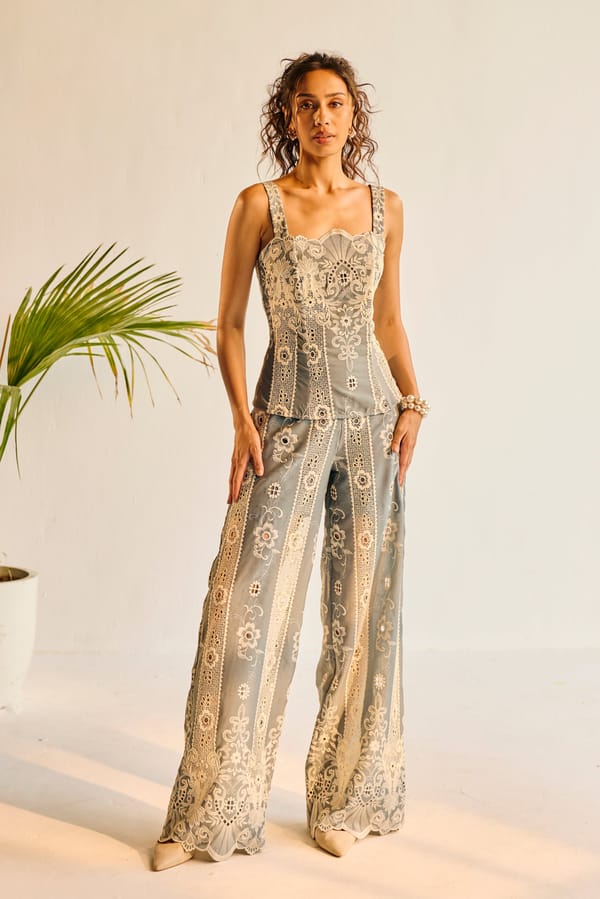 Opalite Lace Detailed Trousers — Lea Clothing