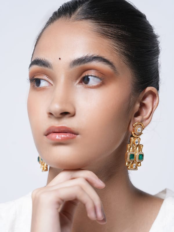 Green Bamboo Design Earrings — Cao Jewellery