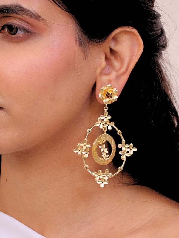 Tamara Brass Earrings for Women 18K Gold Plated — Viana Jewels