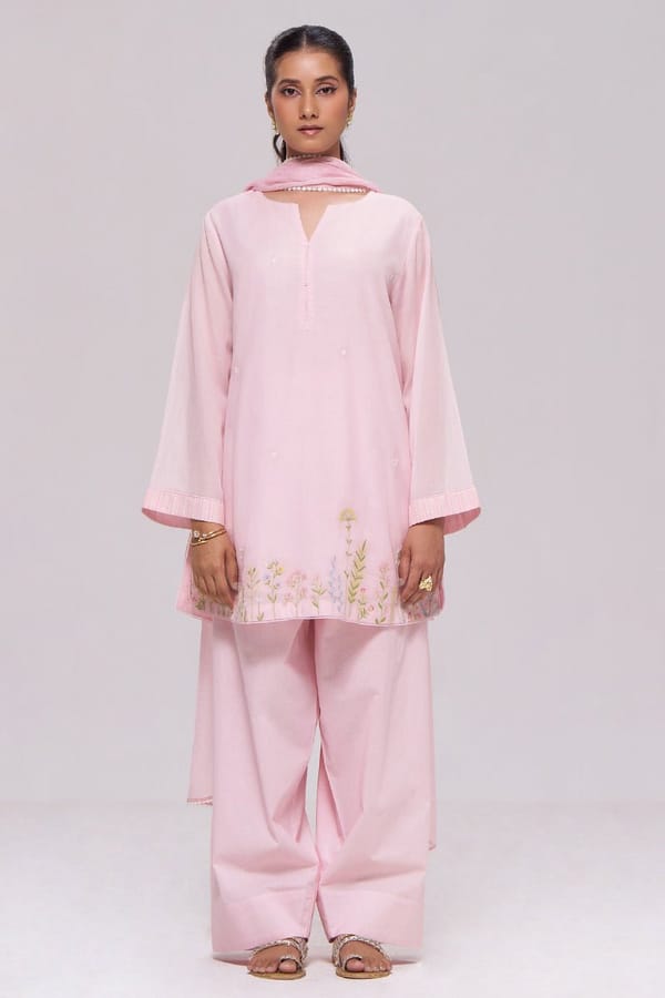 Light Pink Mul-Chanderi Kurta Set — Ganga Fashions Pvt Ltd