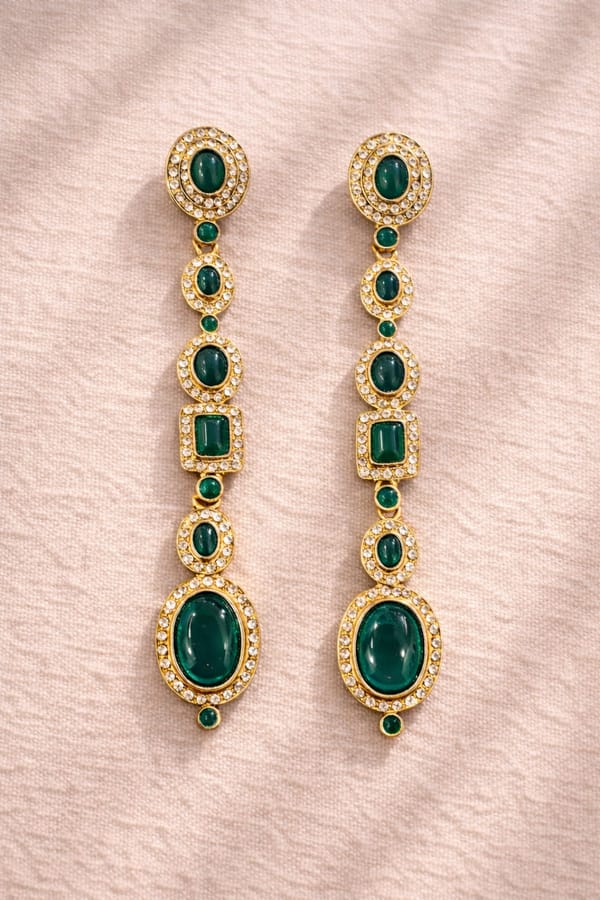 Emerald Tide Cascade Earrings — Trinkets by Qunic