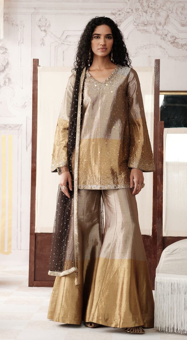 The Champagne Dusk Sharara Set — Basanti Kapde aur Koffee