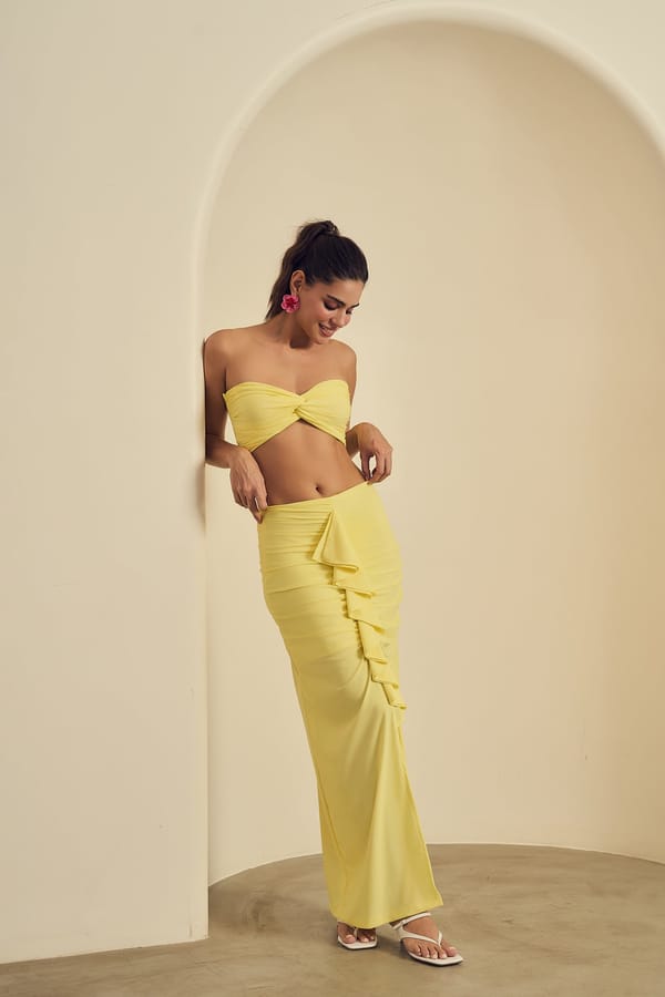 Yellow Twist-Front Bandeau Bralette Top — LABEL FROW