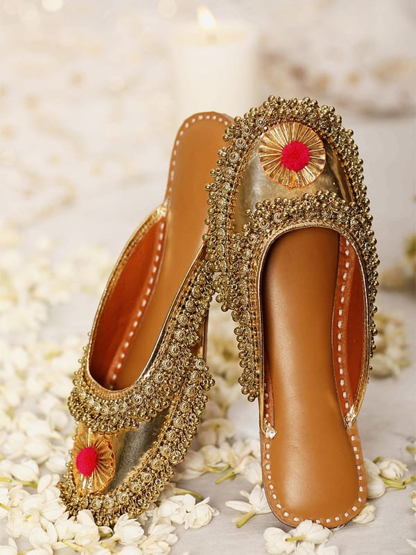 Gold Ghungroo Crown Mule Jutti — 5 Elements