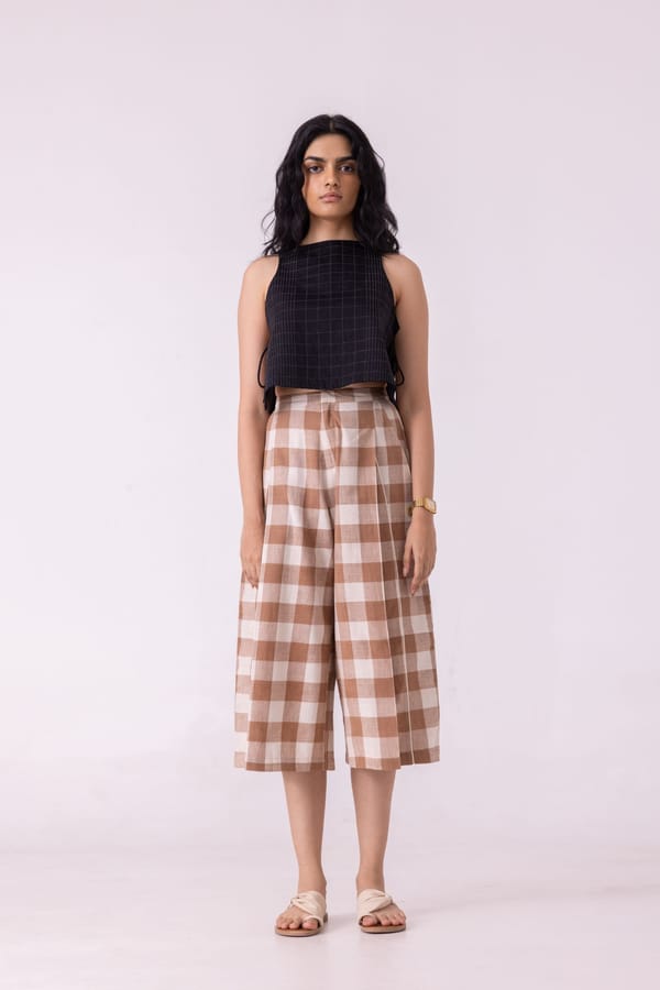 Frances Checkered Handwoven Pant — The Summer House