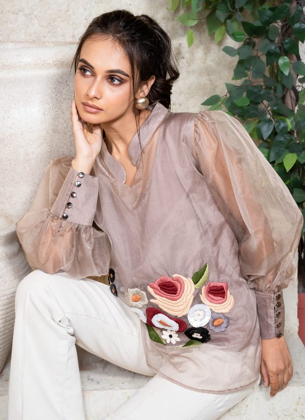 Champagne Sheer Garden Top — House of Moyra