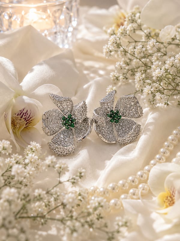 Emerald Petal Bloom Stud Earrings — SilvPop Jewels