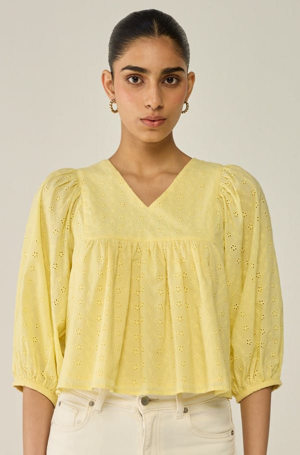 Yellow Broderie Blouse — Move About Effortlessly