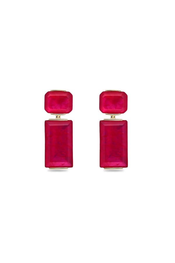 Cerise Geometric Prism Dangler Earrings — Miss Jo