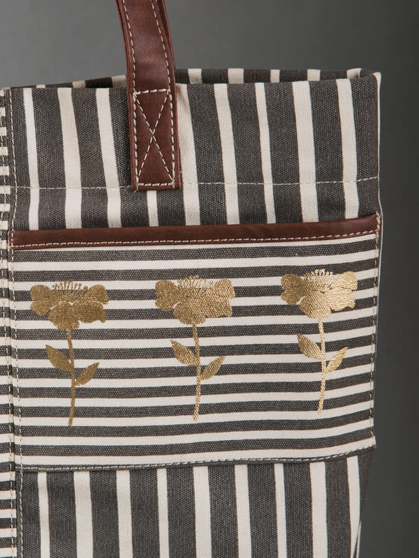 Retro Stripe Ladies Tote Bag With Zip — Favori