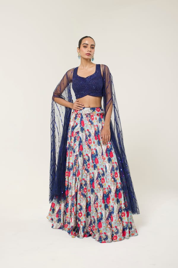 Dahlia Printed Lehenga Set — LIBAS CAFE