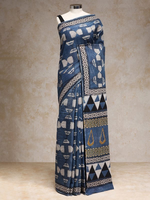 Indigo Blue Handblock Printed Geometric Patchwork — BINKS